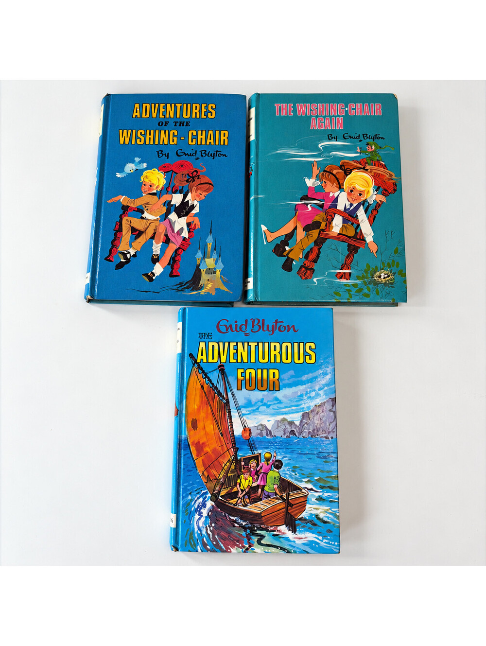 Enid Blyton Lot of 3 Vintage HC Books Wishing Chair Adventurous Four Deans UK